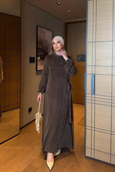 Orkide Elbise Kahverengi Kahverengi