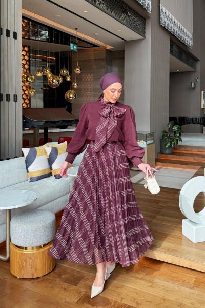 Öykü Etek Takım Bordo Bordo