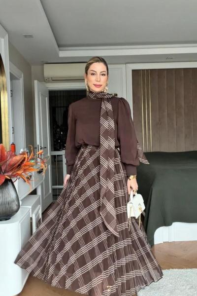 Öykü Etek Takım Acı Kahve Acı Kahve