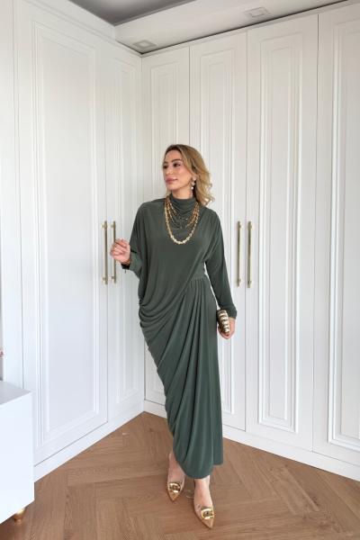 Özge Elbise Yeşil Yeşil