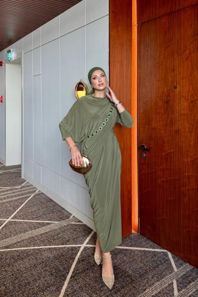 Özge Elbise Haki Haki