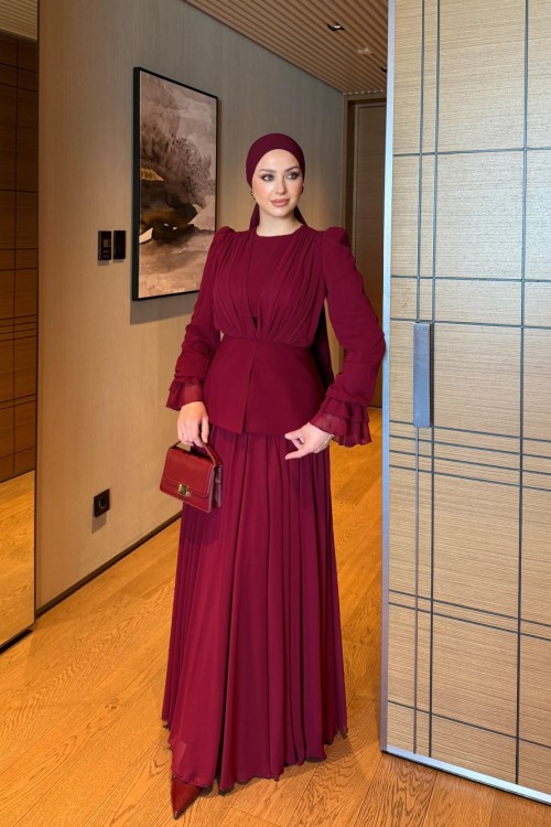 Özün Etek Takım Bordo  BORDO