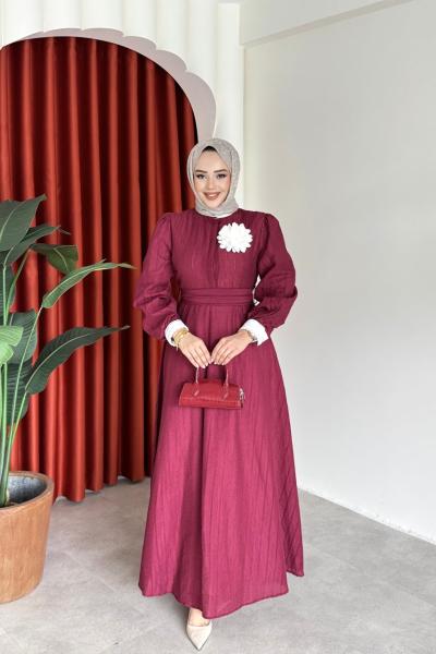 Parla Elbise Bordo Bordo