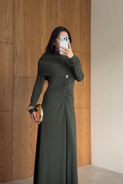 Şerife Elbise Haki Haki