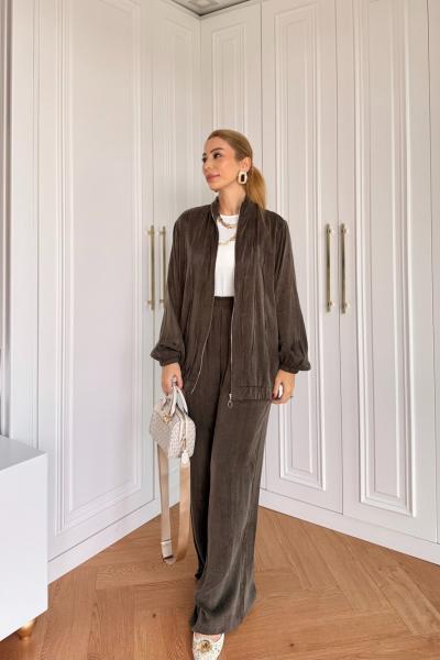 Petek Pantolonlu Takım Acı Kahve  Acı Kahve