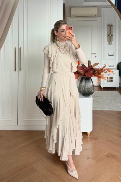 Reyhan Etekli Takım Krem Krem