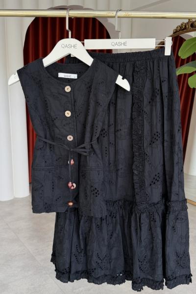 Saadet Etekli Takım Siyah Siyah