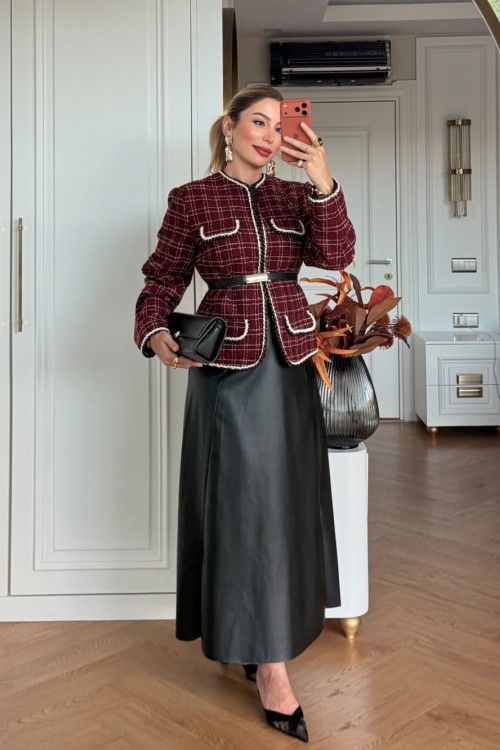Safir Etek Takım Bordo  BORDO