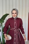 Şahika Elbise Bordo Bordo