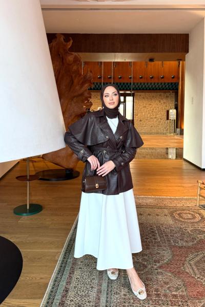 Saliha Deri Trençkot Acı Kahve Acı Kahve