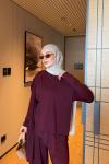 Sara Pantolon Takım Bordo BORDO
