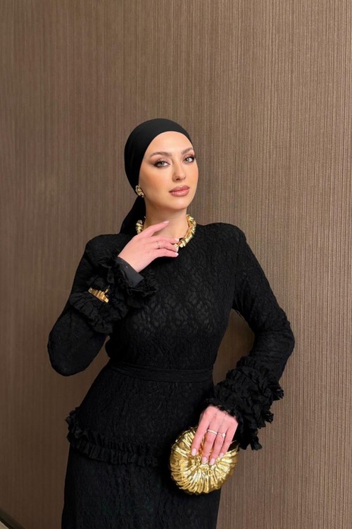 Saye Elbise Siyah SİYAH