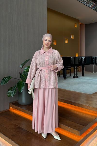 Seda Pantolon Takım Pembe Pembe