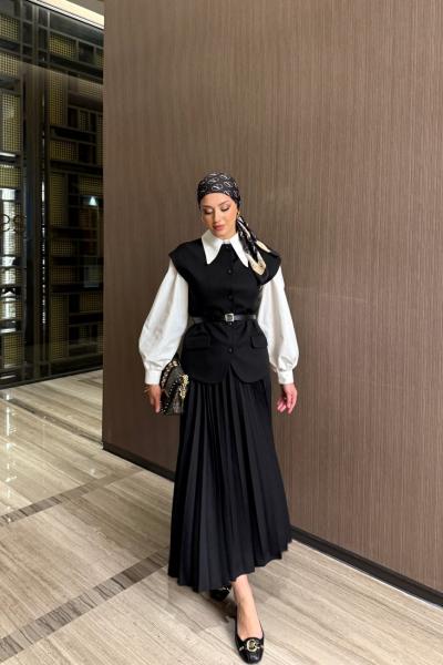 Serap Etekli Takım Siyah Siyah