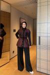 Sevda Pantolon Takım Bordo  BORDO