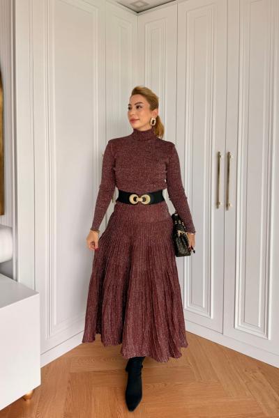 Şeyda Elbise Kahverengi Kahverengi