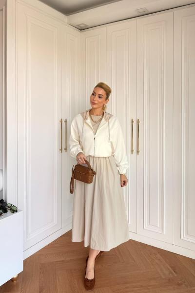 Sıdıka Elbise Krem Krem