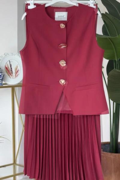 Sıla Etekli Takım Bordo Bordo