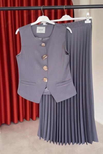 Sıla Etekli Takım Gri Gri