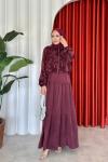 Sinem Elbise Takım Bordo Bordo