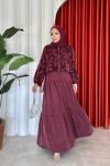 Sinem Elbise Takım Bordo Bordo