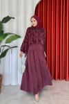 Sinem Elbise Takım Bordo Bordo