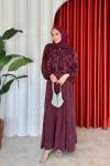 Sinem Elbise Takım Bordo Bordo