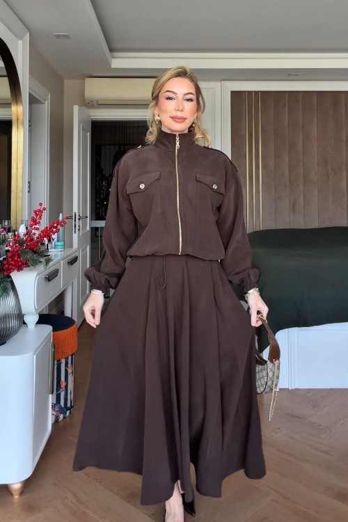 Sümeyra Etekli Takım Acı Kahve Acı Kahve