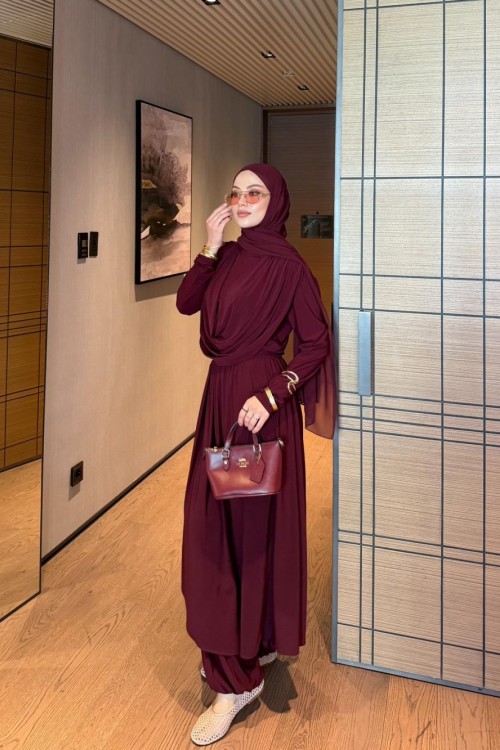Tülin Pantolon Takım Bordo  BORDO