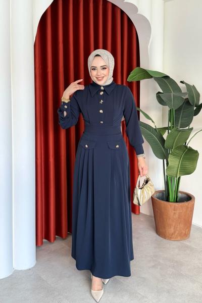 Türkan Elbise Lacivert Lacivert
