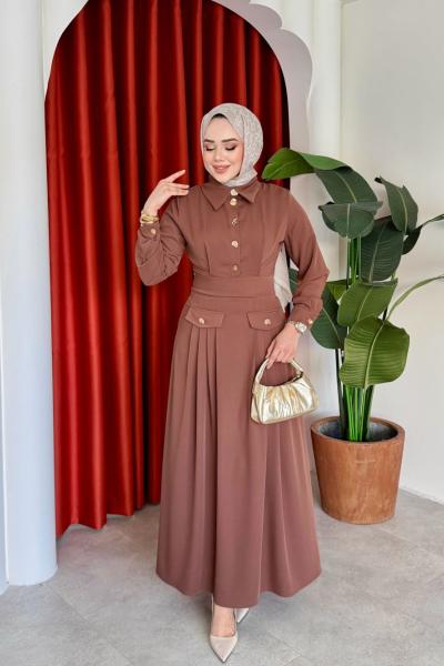 Türkan Elbise Kahverengi Kahverengi