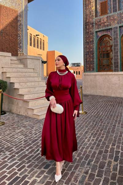 Türkay Elbise Bordo Bordo