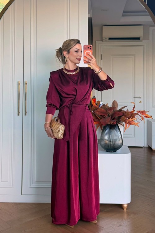 Yaşam Pantolonlu Takım Bordo BORDO