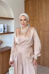  Yaşam Saten  Pantolonlu Takım Pudra 