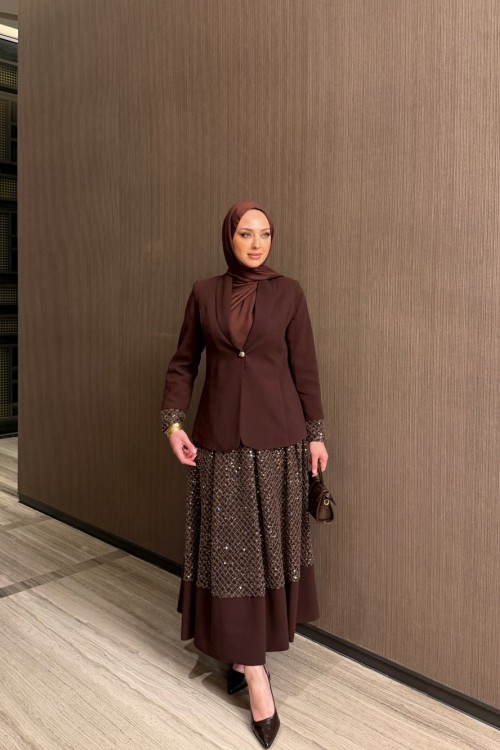 Yasemin Etekli Takım Kahve KAHVE