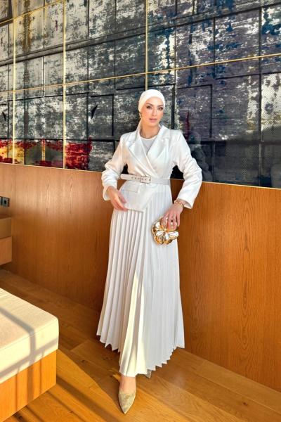 Yelda Elbise Beyaz Beyaz