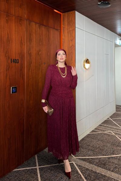 Yeşim Elbise Bordo Bordo