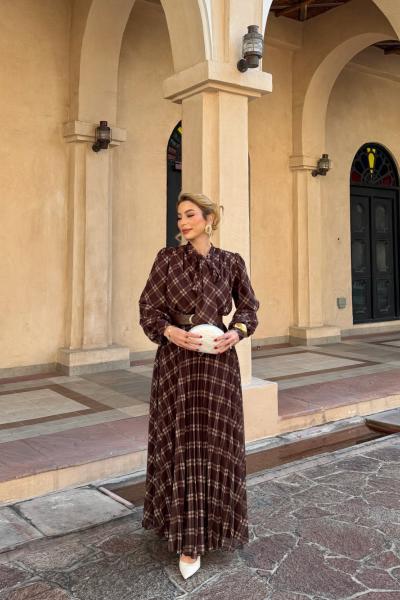 Yıldız Elbise Kahverengi Kahverengi