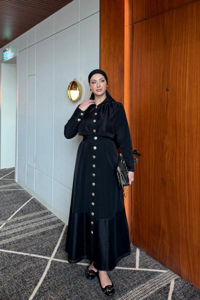 Zambak Elbise Siyah Siyah