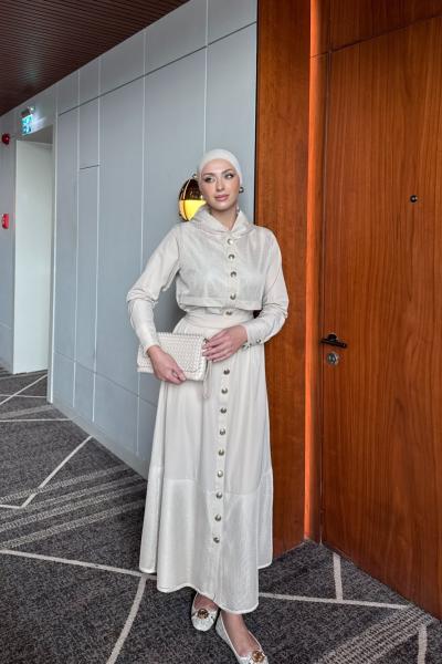 Zambak Elbise Krem Krem