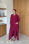 Zarife  Üçlü Pantolon Takım Bordo  BORDO