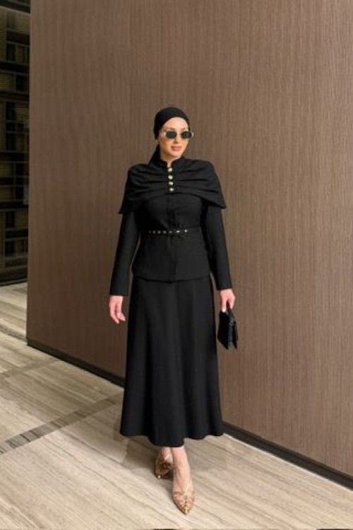 Zeliha Etekli Takım Siyah Siyah