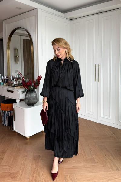 Zeynep Etek Takım Siyah Siyah