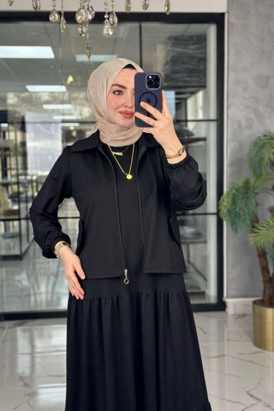 Asiye Ceket Elbise-Siyah Siyah