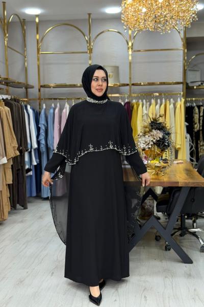 Berrin Abiye Elbise Siyah Siyah