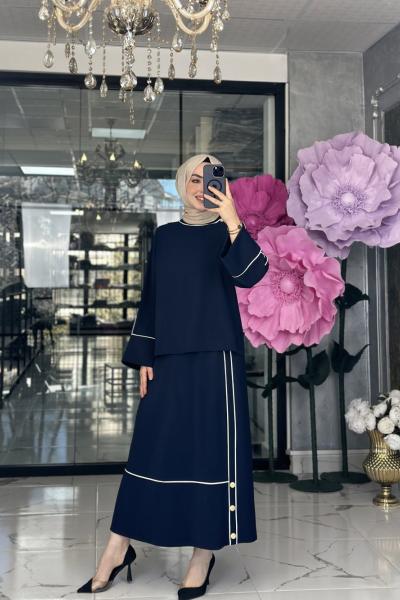 Çağlı Etek Takım Lacivert Lacivert