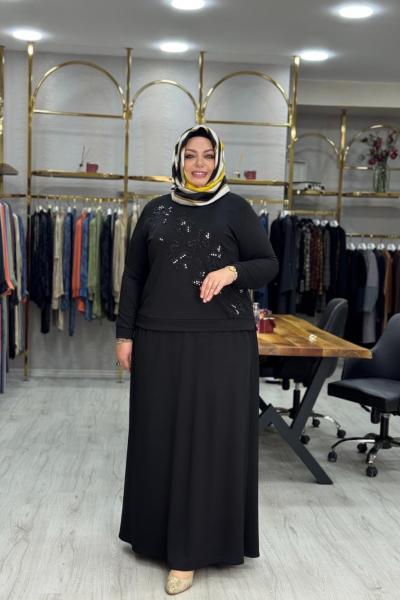 Derya Etek Takım Siyah Siyah