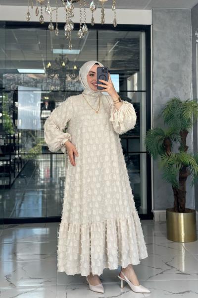 Funda Elbise-Krem Krem