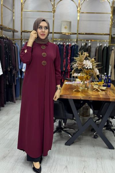 Gizli Düğmeli Gömlek Bordo Bordo