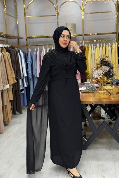 Güliz Abiye Elbise Siyah Siyah